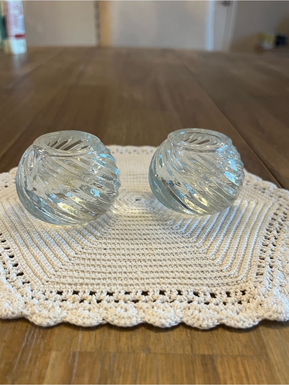 Vintage Clear Glass Swirl
Candlestick Holders - Set of 2